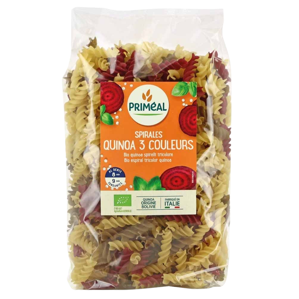 Primeal fusilli 3 kleur tarwe quinoa biologisch 500 gram