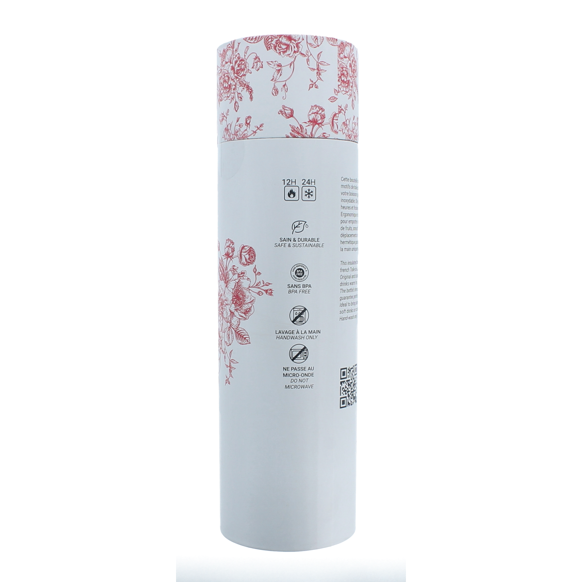 Yoko Drinkfles Toile de Jouy red isotherm 500 ml