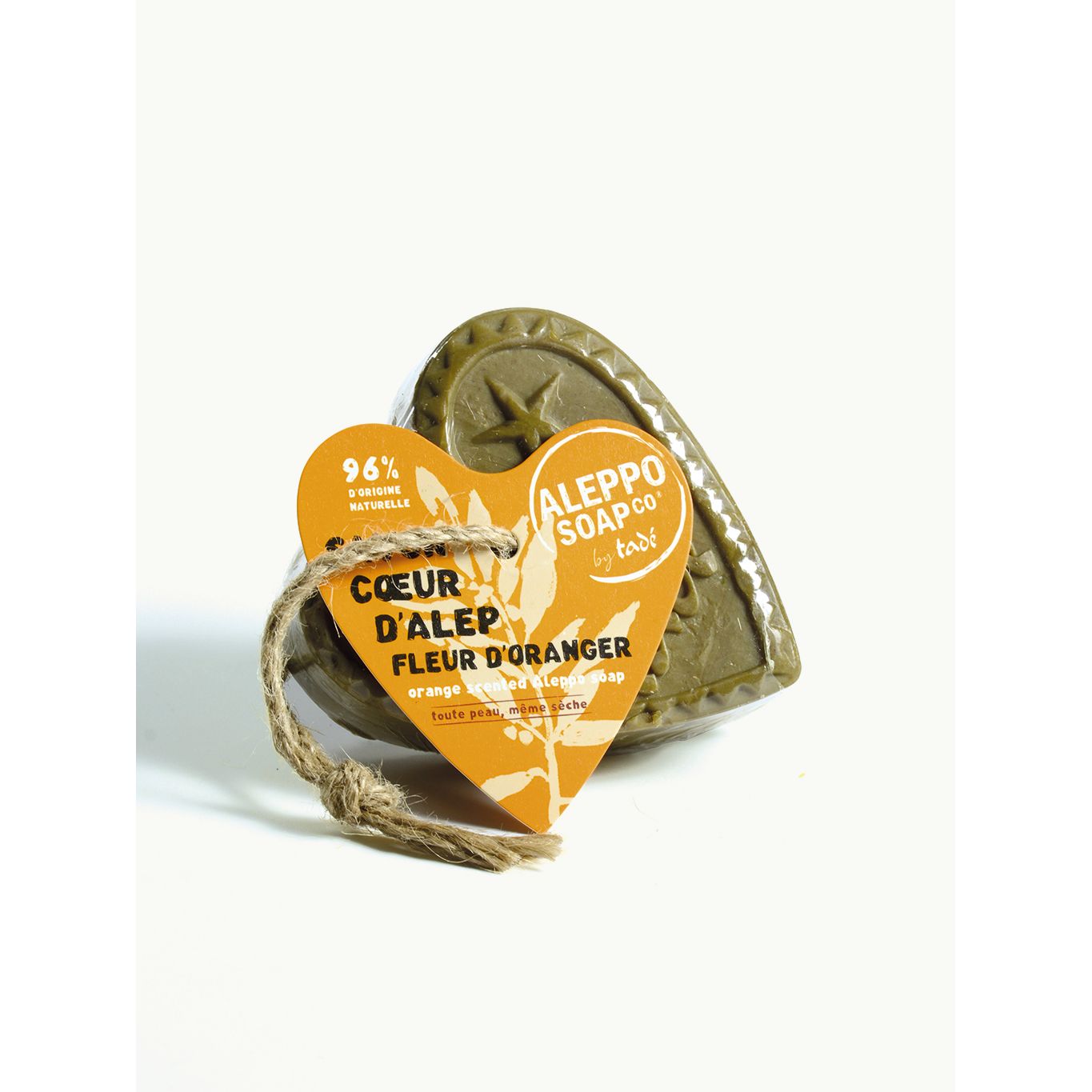 Aleppo Soap Co Savon d'Alep hart fleur de oranger met touw 150 gram