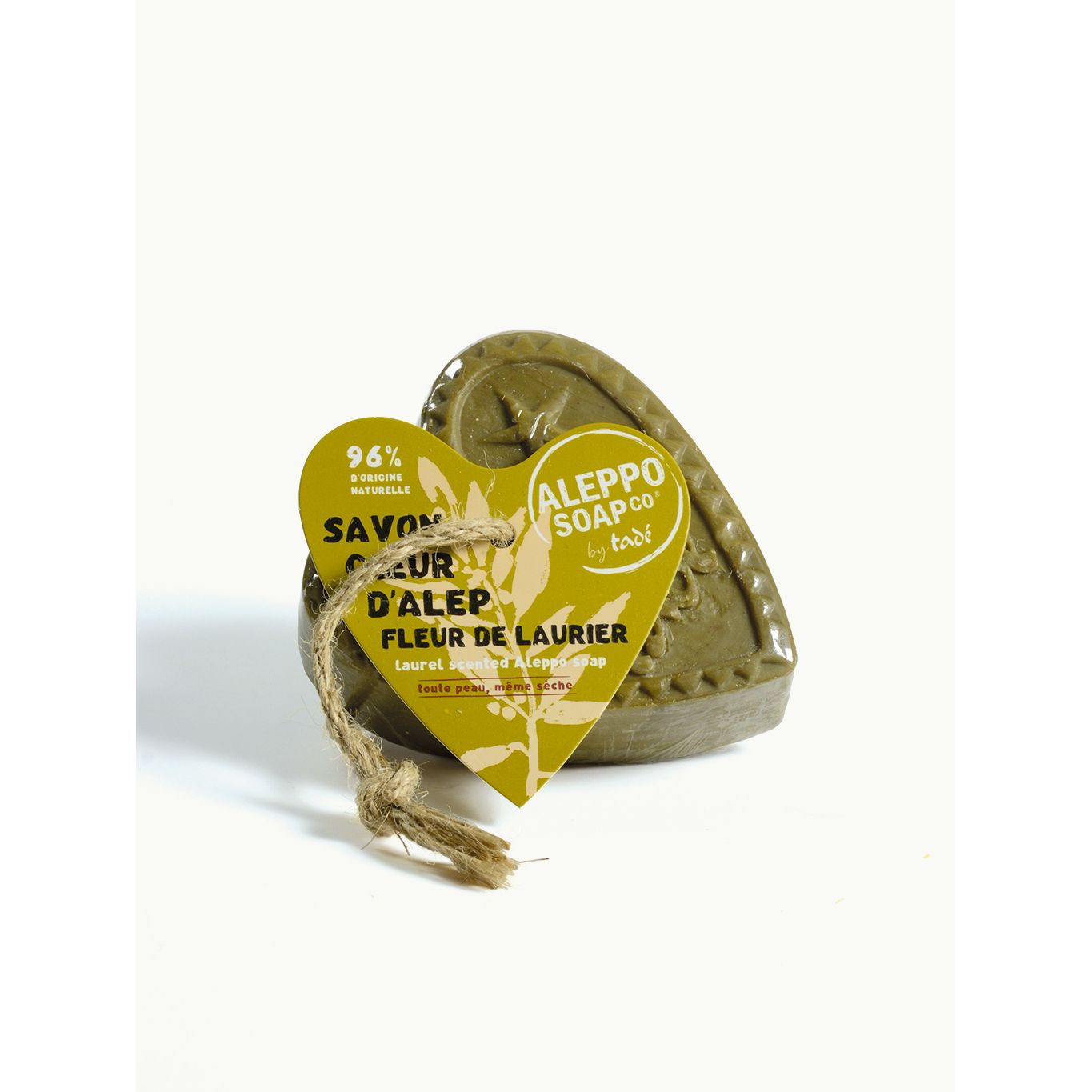 Aleppo Soap Co Savon d'Alep hart fleur de laurier met touw 150 gram