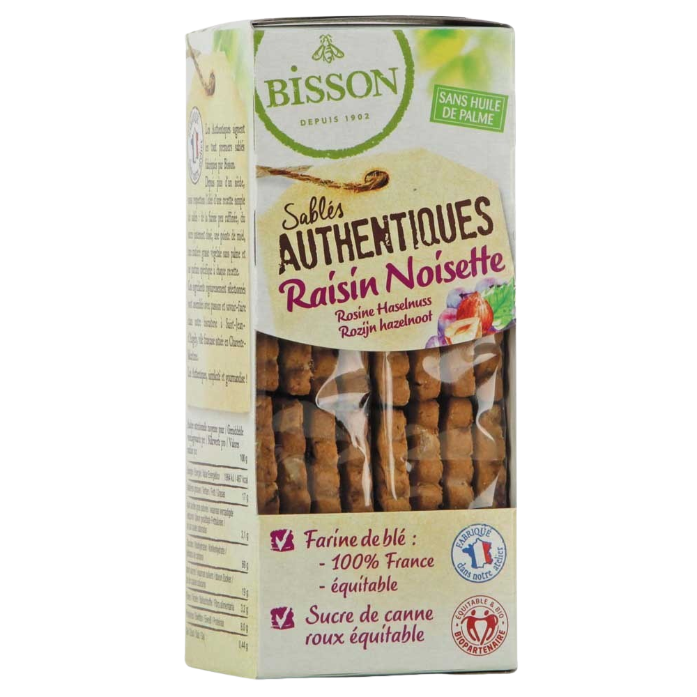 Bisson Zandkoekjes hazelnoot/rozijn authentiek 175 gram