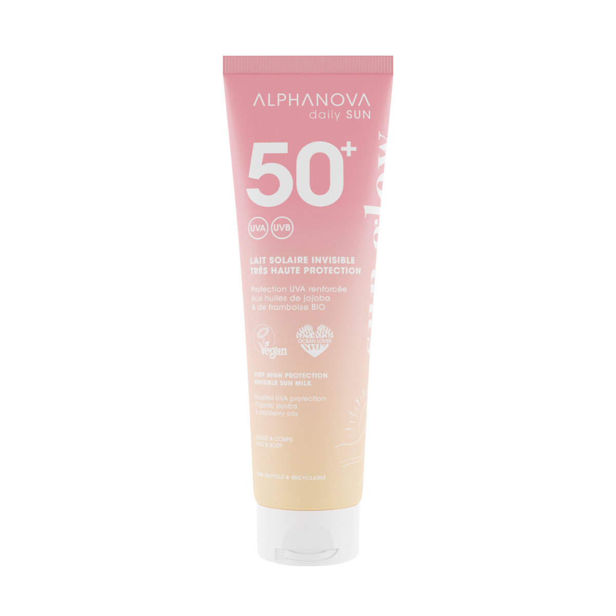 Alphanova Invisible sun milk sun glow SPF50 biologisch 150 ml