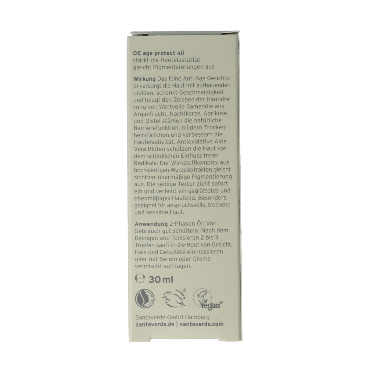 Santaverde Aloe vera age protect gezichtsolie 30 ml
