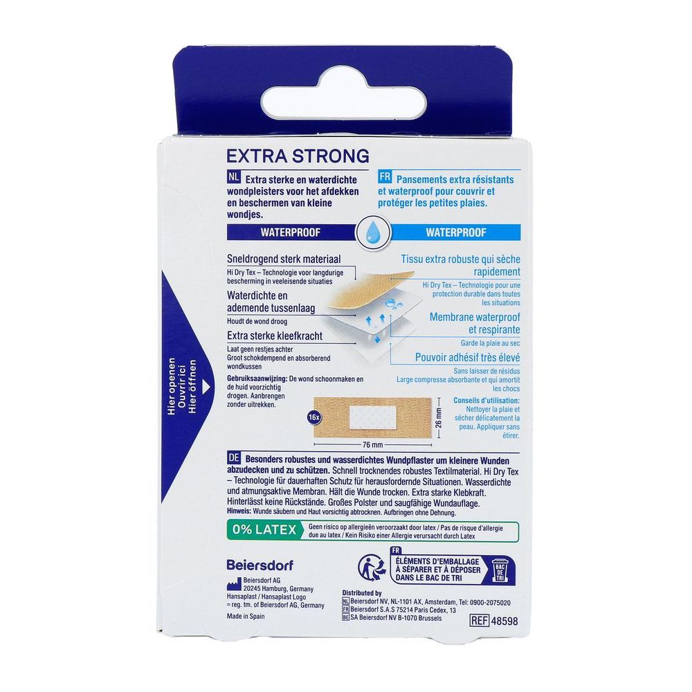 Hansaplast Extra strong waterproof 16 stuks