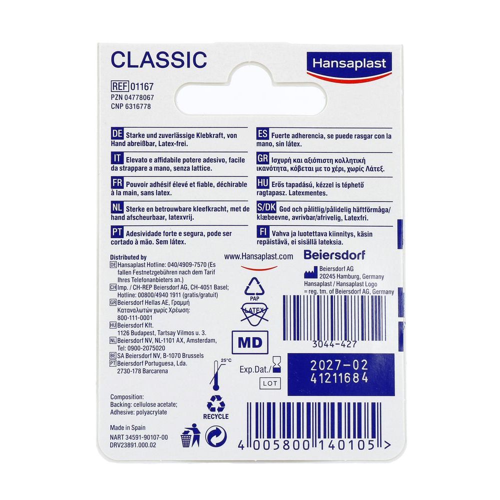 Hansaplast Hechtpleister classic 5m x 1.25cm 1 Rol