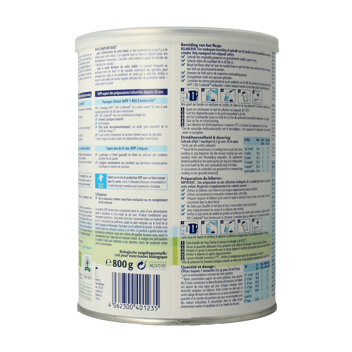 Hipp 1 Combiotik zuigelingen melk 800 gram