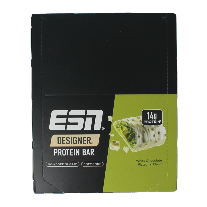ESN White chocolate pistache bar 45g 12 stuks