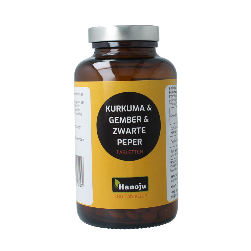 Hanoju Kurkuma + gember + piperine 500 mg 300 tabletten