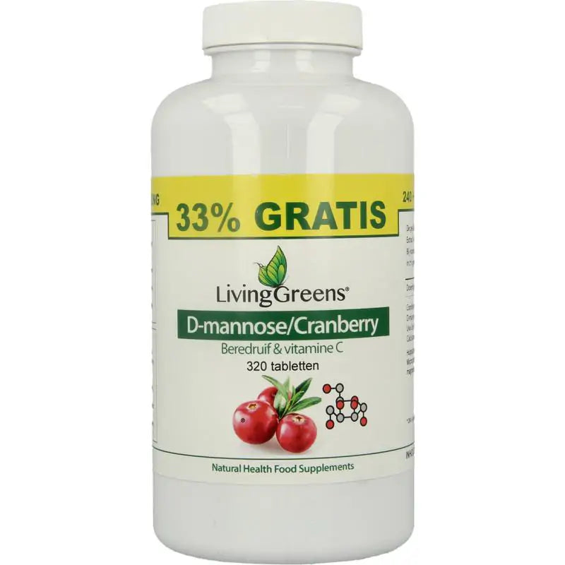 Livinggreens cranberry-d mannose voord verp 320 tabletten