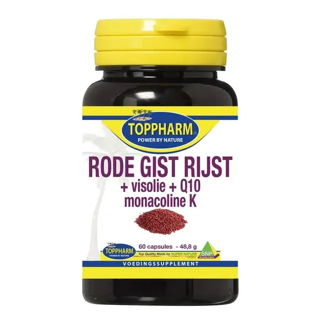 Toppharm Rode gist rijst + visolie + Q10 60 capsules