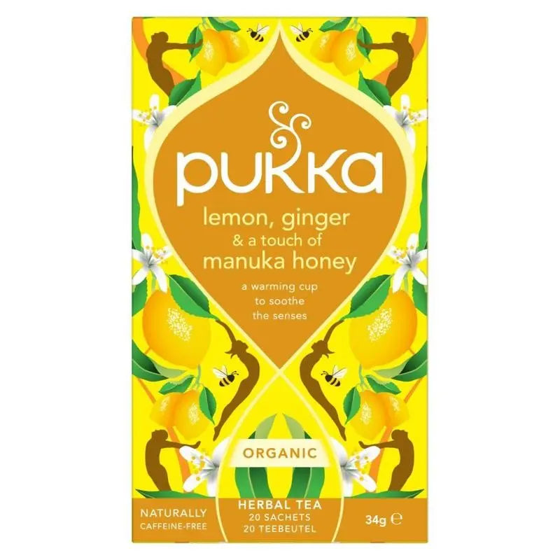 Pukka Lemon ginger touch of Manuka honey biologisch 20 zakjes