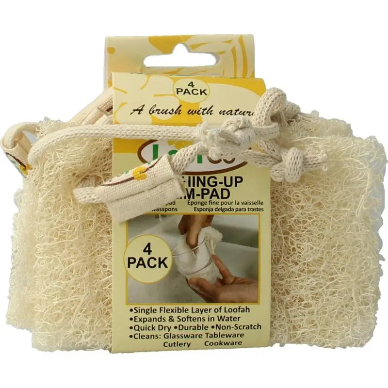 Loofco Schoonmaakspons loofah dun biologisch 4 stuks