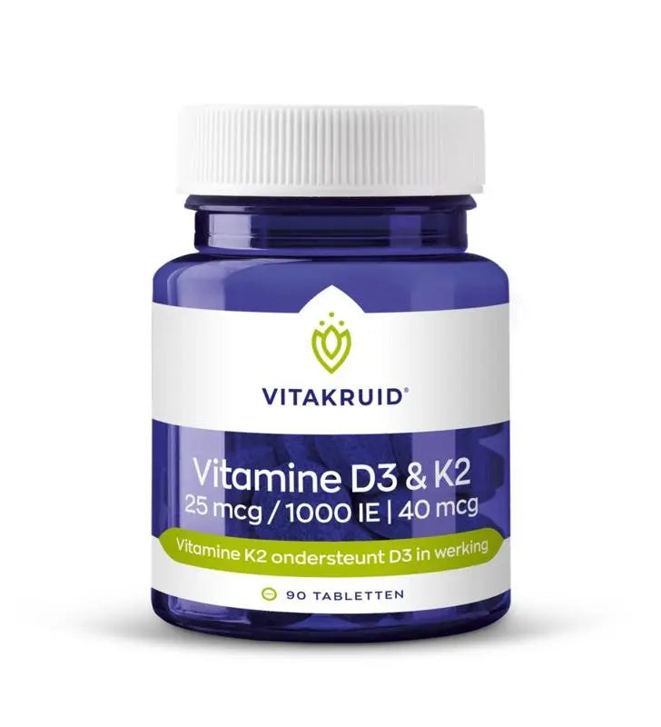 Vitakruid Vitamine D3 25mcg & K2 40mcg 90 tabletten
