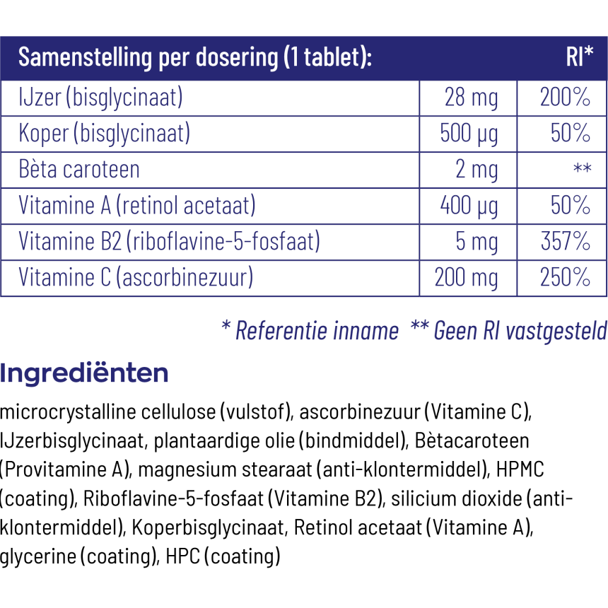 Vitakruid IJzer Bisglycinaat complex 90 tabletten