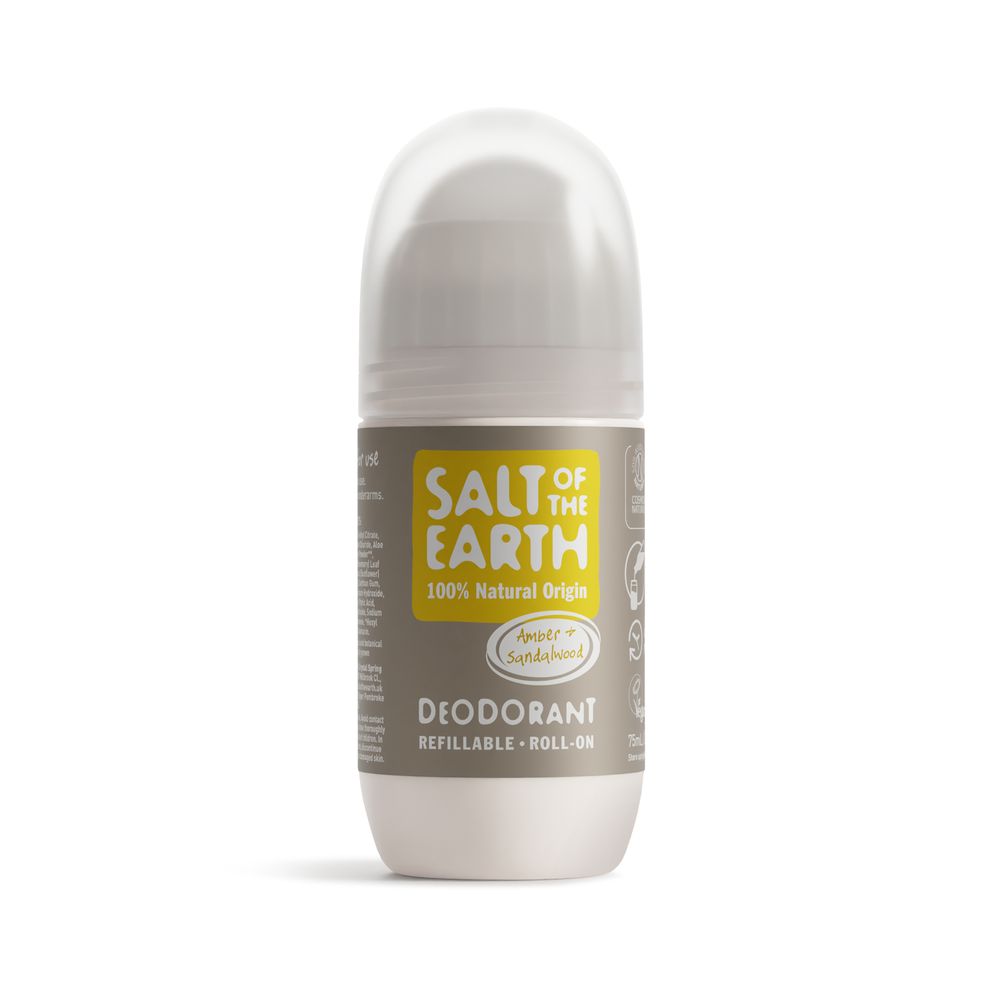 Salt of the Earth Natural Deodorant Roll On Amber & Sandalwood 75 ml