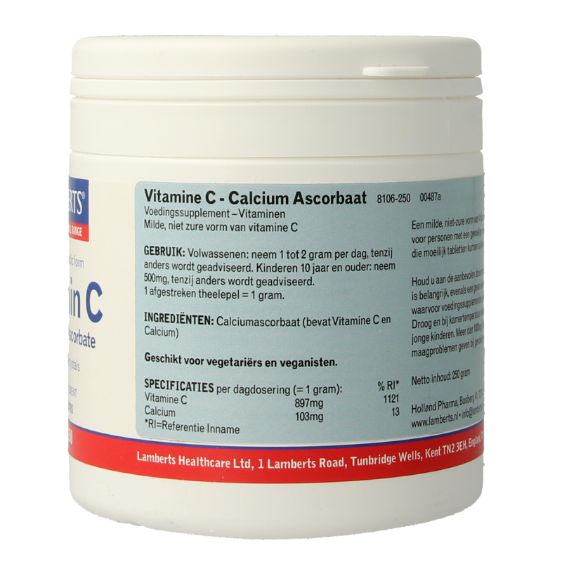 Lamberts Vitamine C calcium ascorbaat 250 gram
