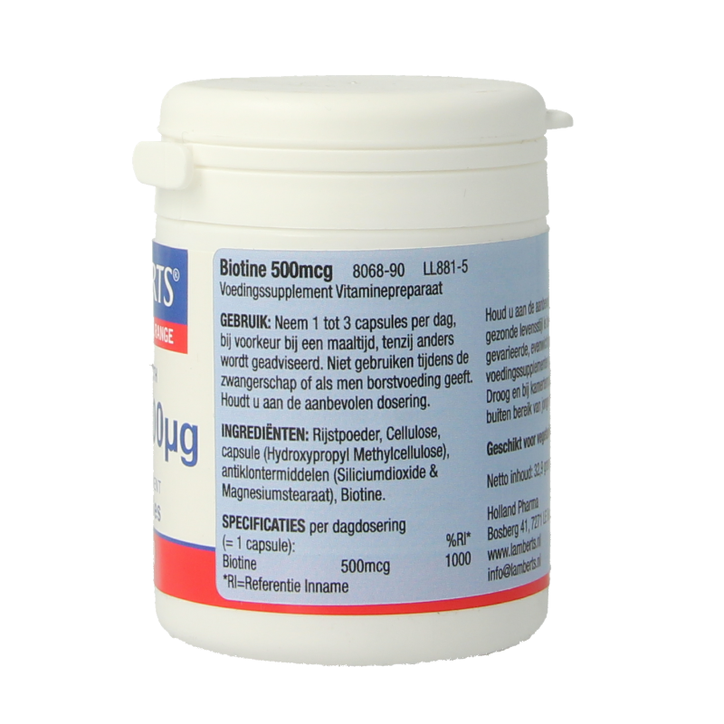 Lamberts Vitamine B8 500 mcg (biotine) 90 vcaps