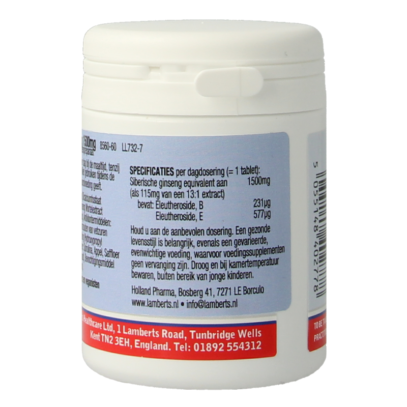 Lamberts Ginseng Siberisch 1500 mg 60 tabletten