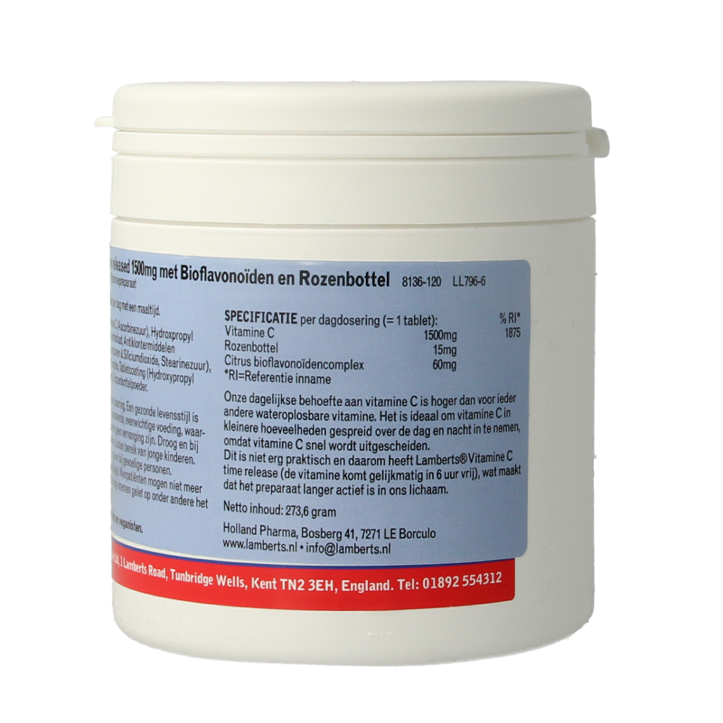 Lamberts Vitamine C 1500 Time release & bioflavonoiden 120 tabletten