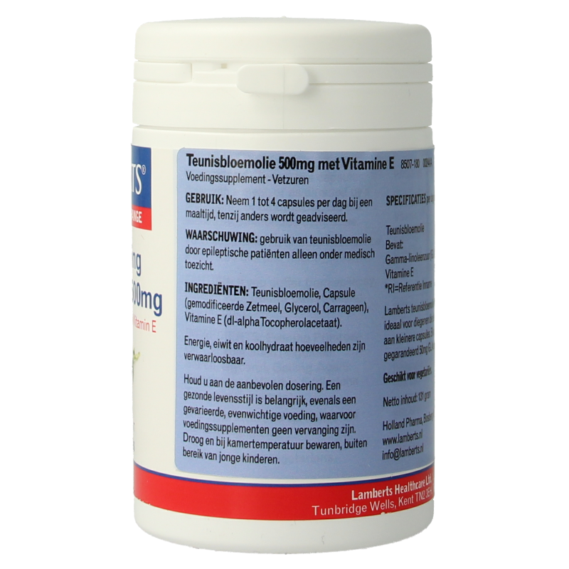 Lamberts Teunisbloemolie 500 mg (pure evening primrose oil) 180 vcaps