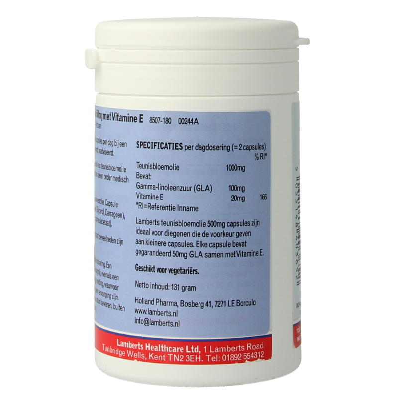 Lamberts Teunisbloemolie 500 mg (pure evening primrose oil) 180 vcaps