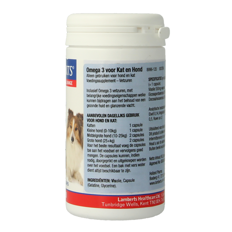 Lamberts Omega 3 voor dieren hond en kat 120 capsules
