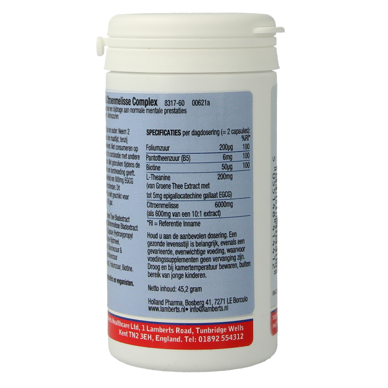 Lamberts L-Theanine & citroenmelisse complex 60 capsules