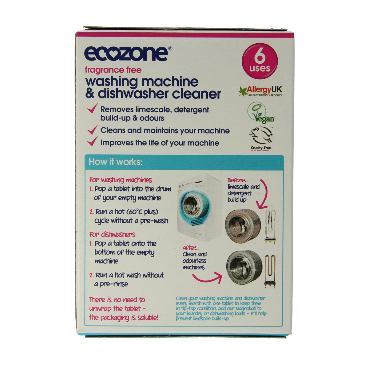 Ecozone Wasmachine en vaatwasser ontkalker 6 stuks