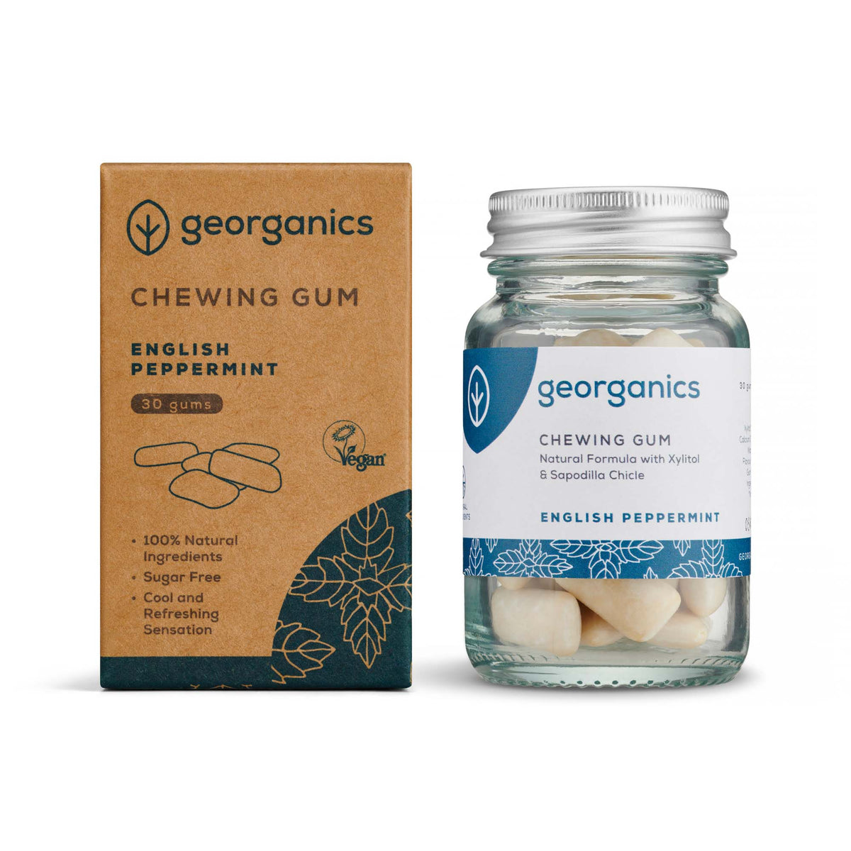 Georganics Chewing gum English peppermint 30 stuks