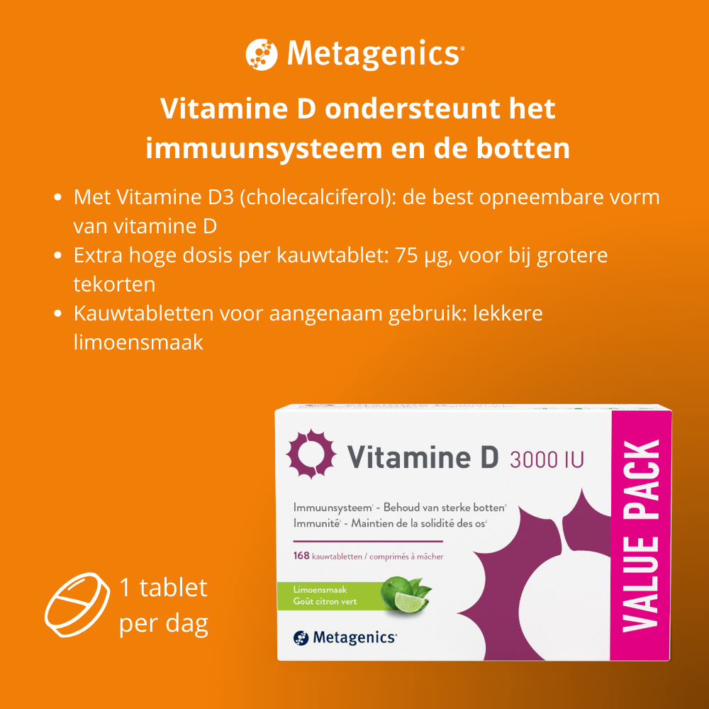Metagenics Vitamine D 75 mcg 168 kauwtabletten