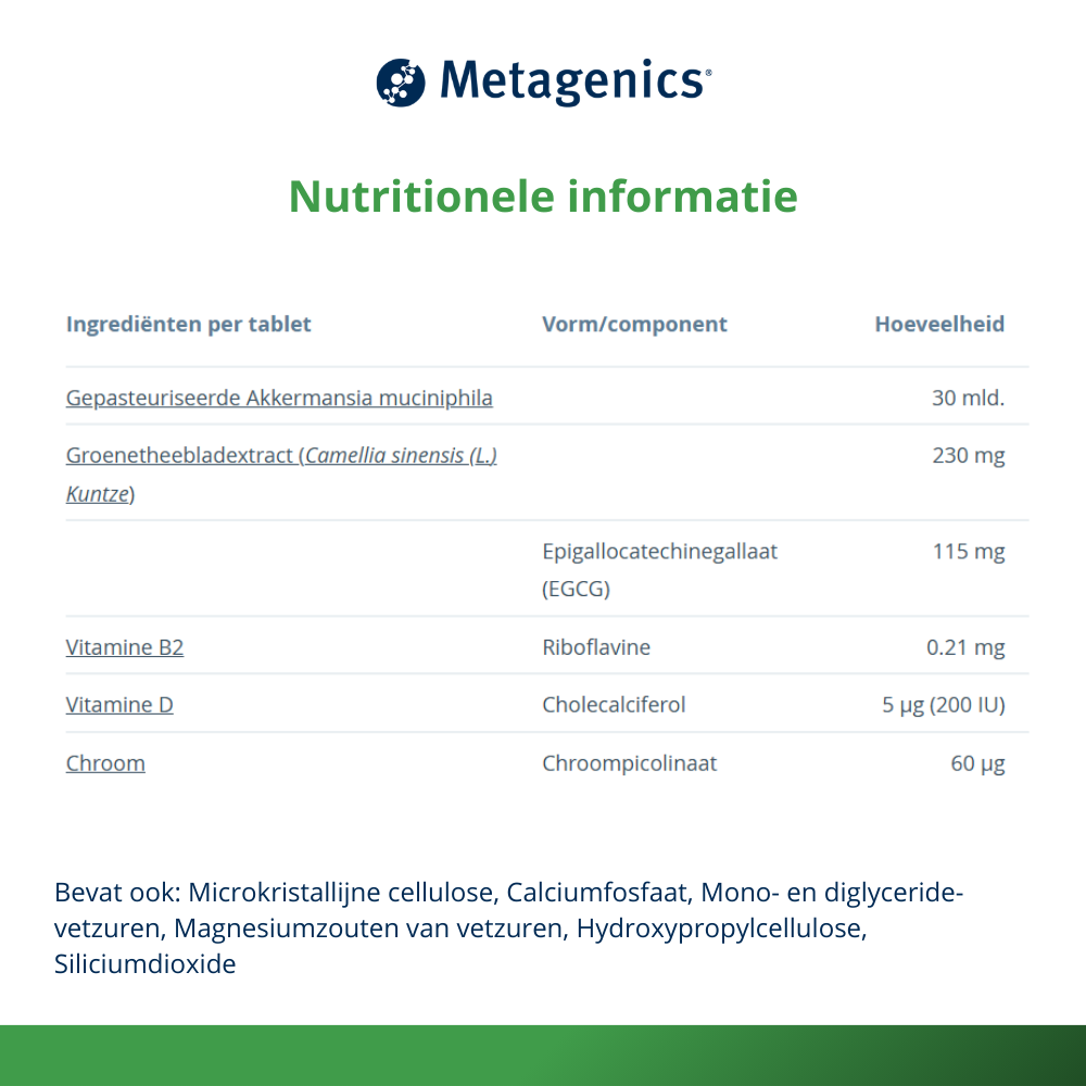 Akkermansia Gewichtscontrole V2 NFD 30 tabletten
