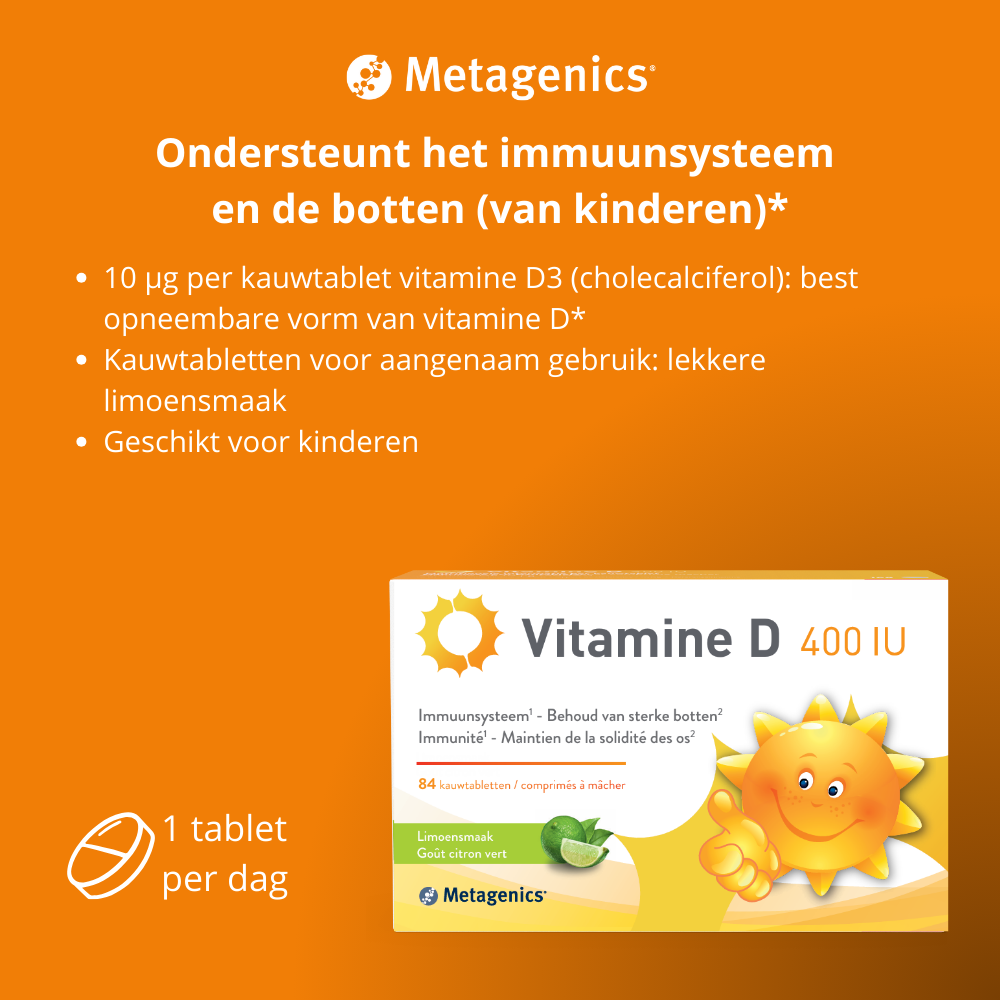 Metagenics Vitamine D 400IU 84 kauwtabletten