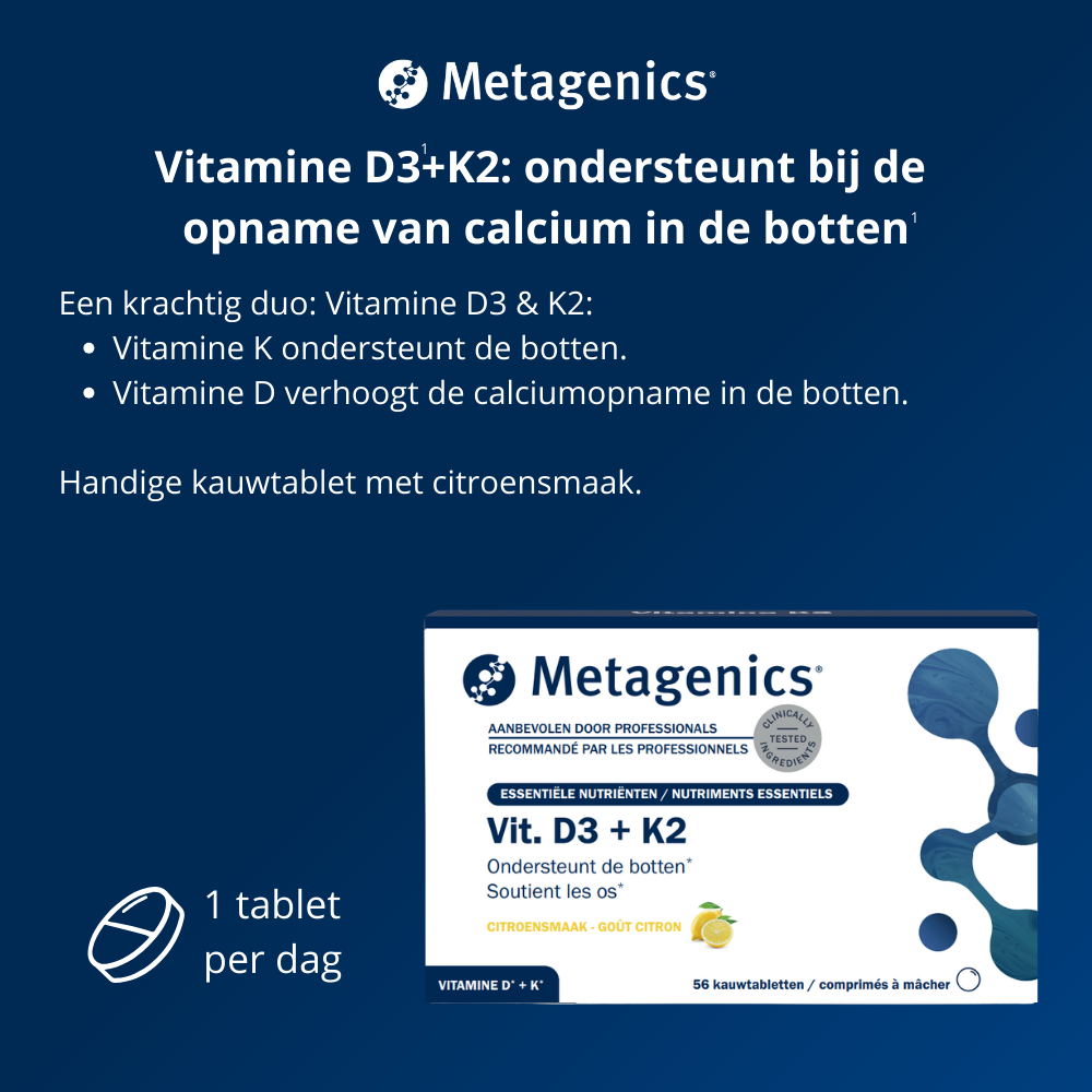 Metagenics Vitamine D3 +K2 NFD 56 kauwtabletten