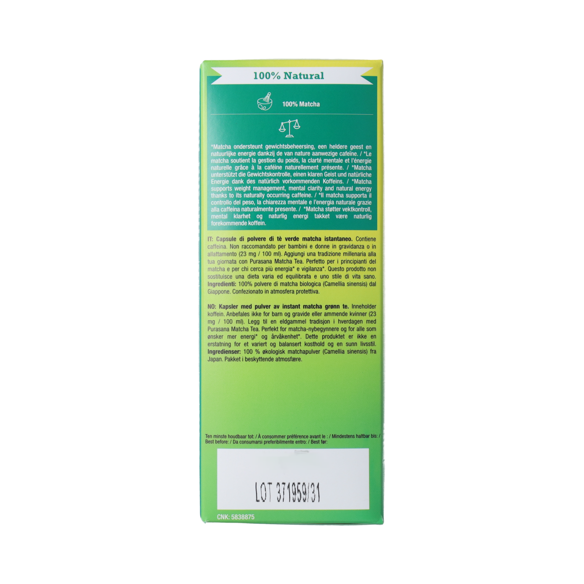 Purasana Instant Matcha Thee Capsules 16x1,5 g bio 16 capsules (3)