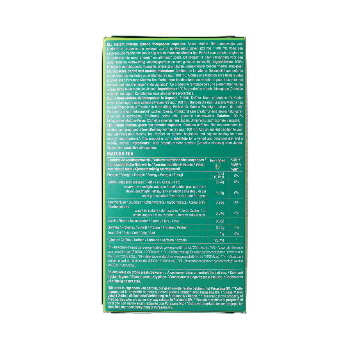 Purasana Instant Matcha Thee Capsules 16x1,5 g bio 16 capsules (2)