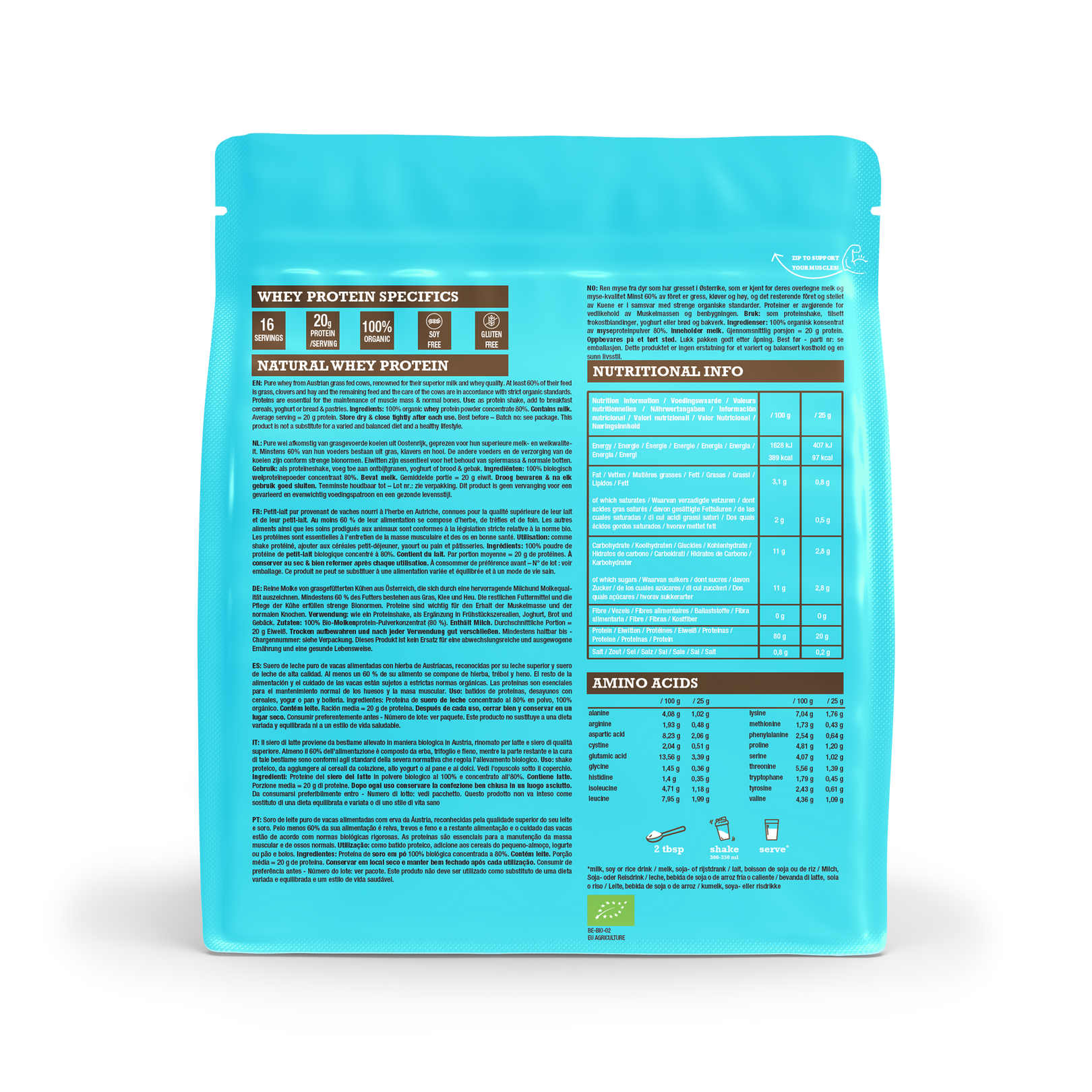 Purasana Whey proteine natuur bio 400 gram