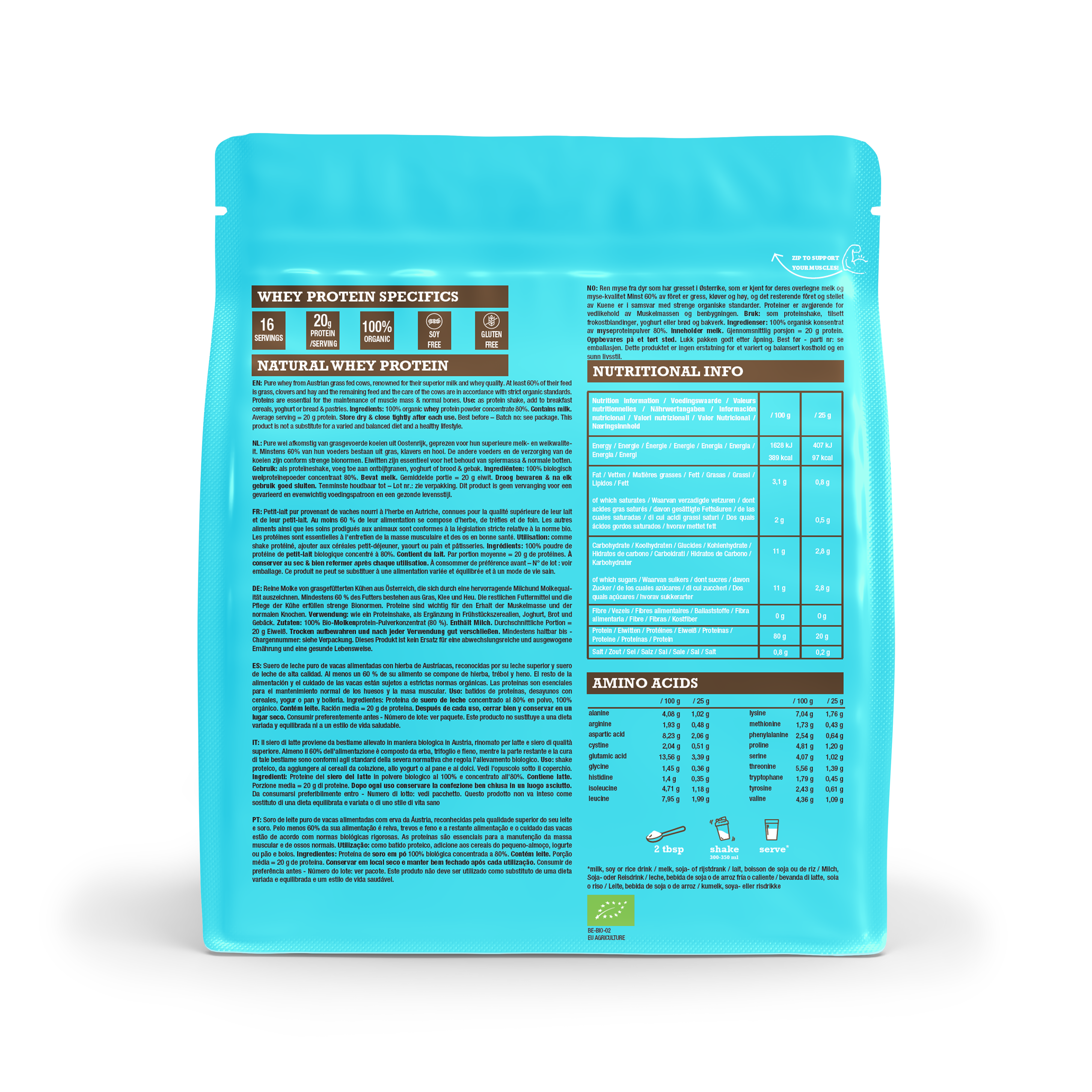 Purasana Whey proteine natuur bio 400 gram
