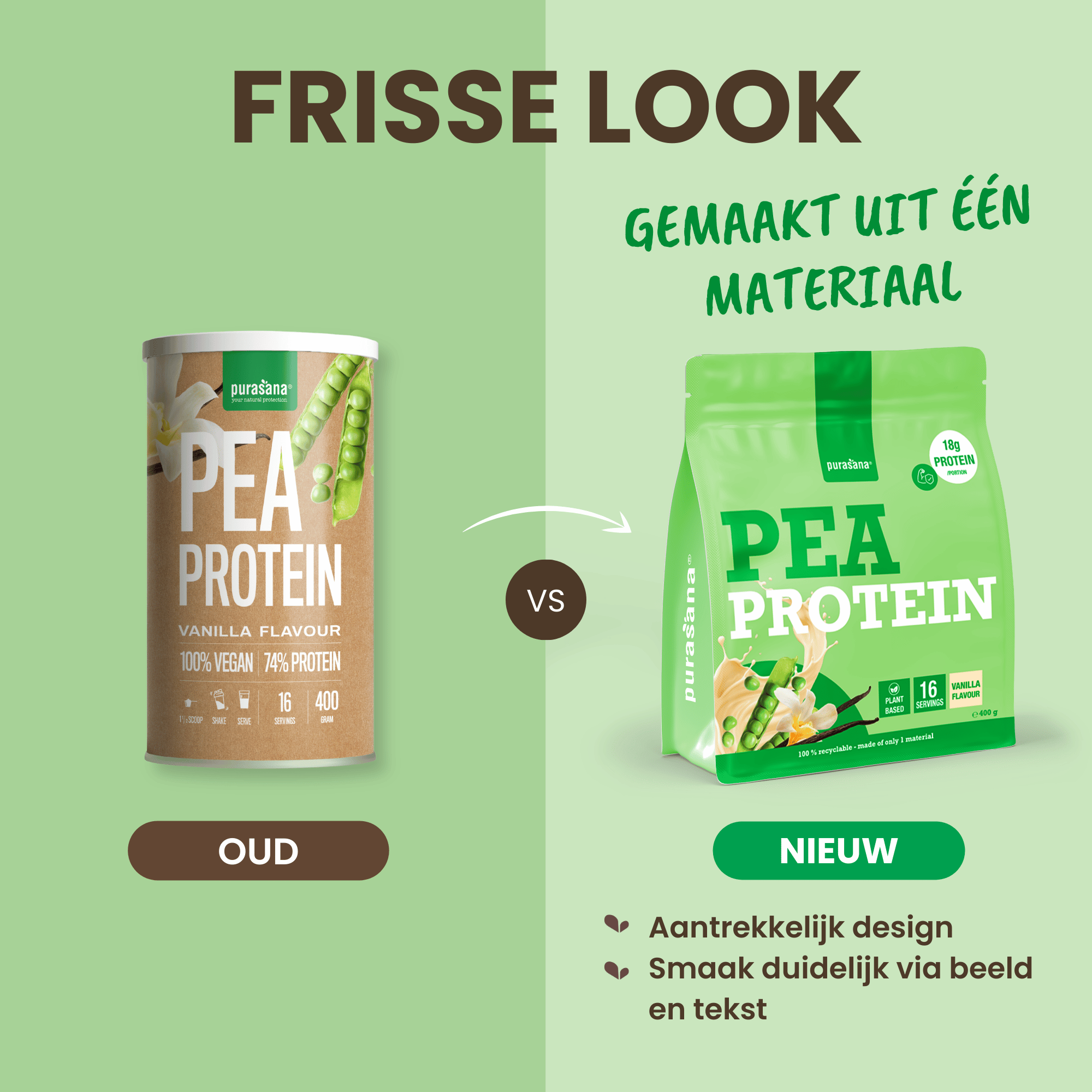 Purasana Plant protein erwt vaniille 400 gram