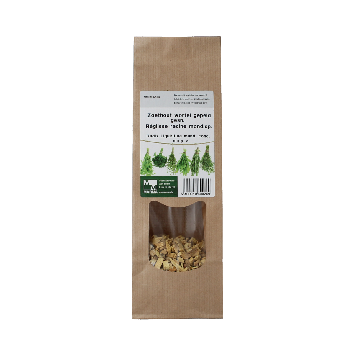 Marma Zoethoutwortel gepeld gesneden 100 gram