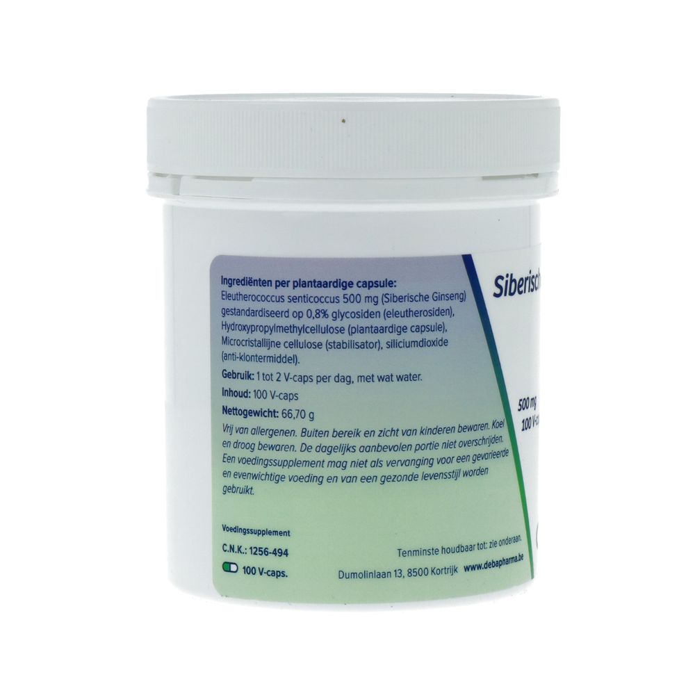Deba Pharma Siberische Ginseng 500 mg 100 vcaps