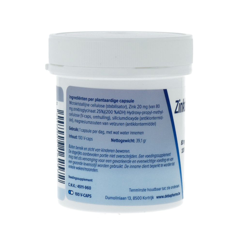 Deba Pharma Zinkbisglycinaat 100 vcaps