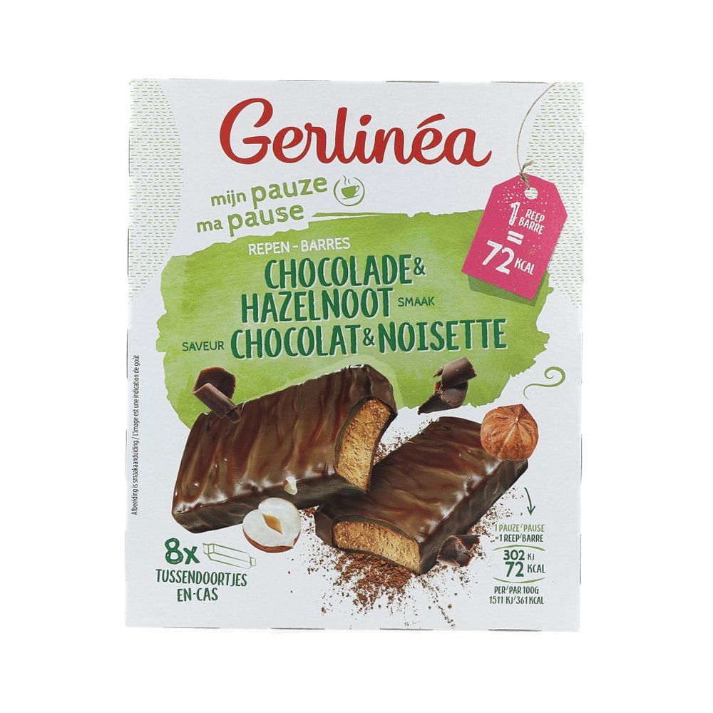 Gerlinéa Mijn Pauze Repen Chocolade & Hazelnoot Smaak 8 st - Gerlinea