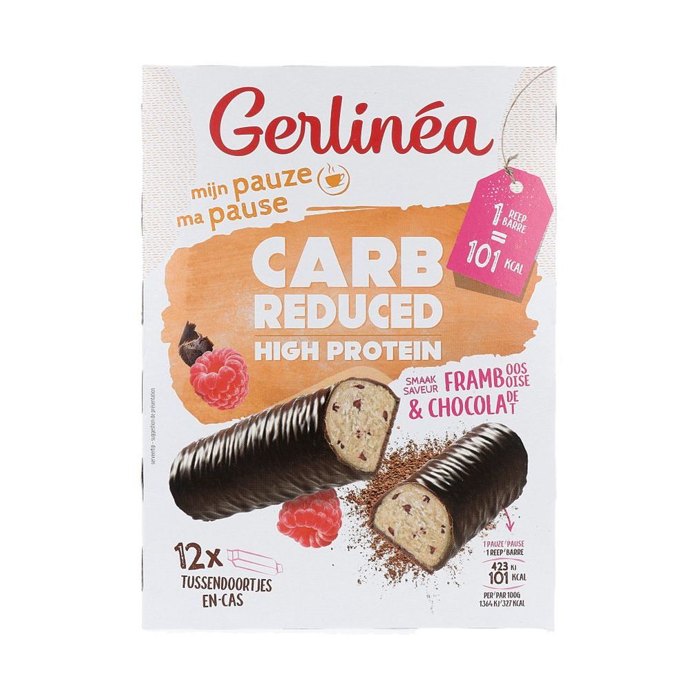 Gerlinéa Mijn Pauze Carb Reduced High Protein Smaak Framboos & Chocolade 12 st - Gerlinea
