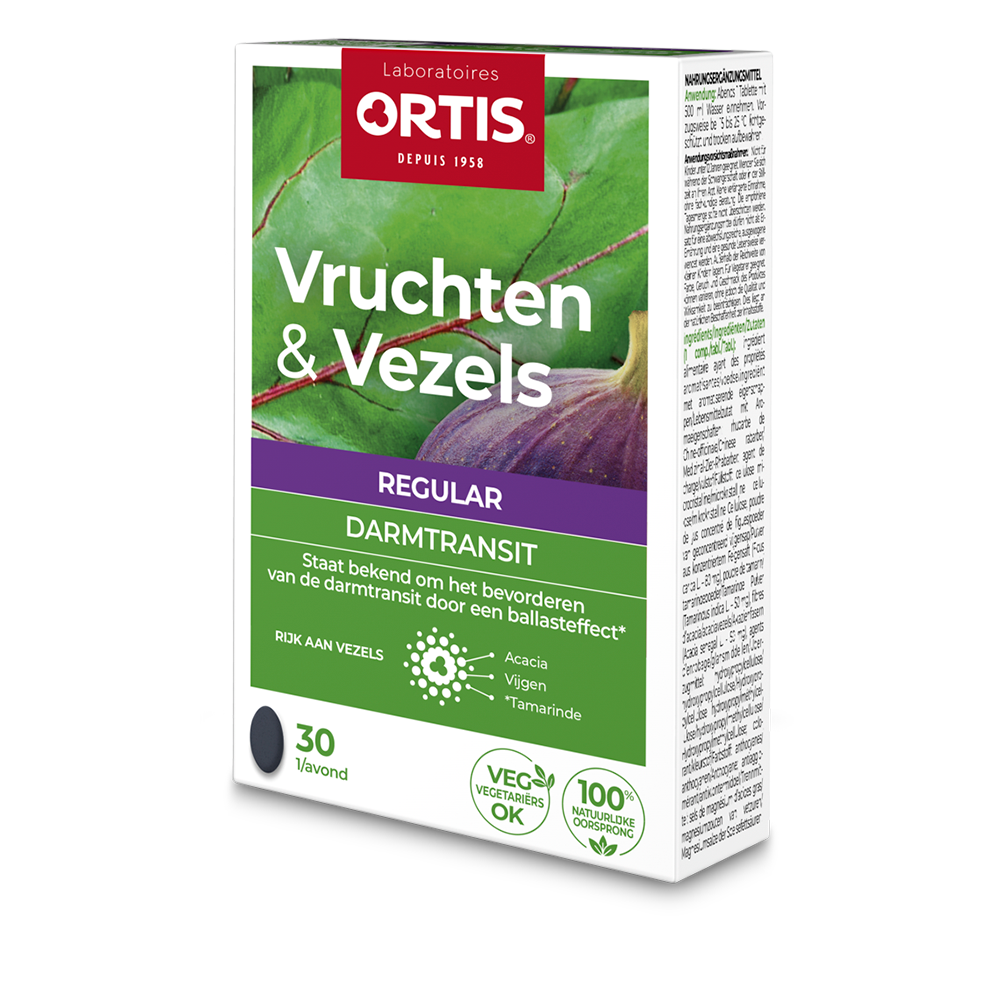 Ortis Vruchten & Vezels Regular Darmtransit Tabletten 30 tabletten