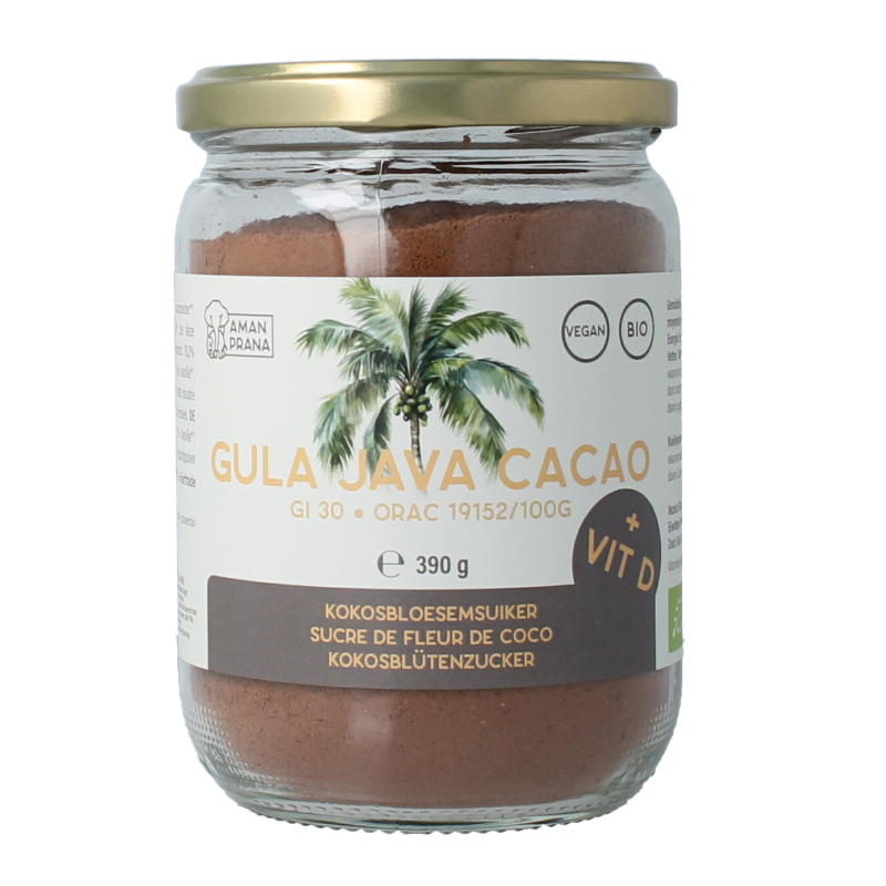 Amanprana Gula java cacao met vitamine D 390 gram
