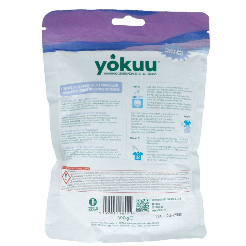 Yokuu 4 in 1 Probiotische Vlekkenfluisteraar voor Witte Was 390 gram