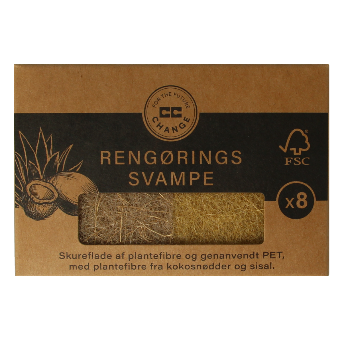CC Hansen Kleine schuursponsjes plantenvezels uit kokosnoot 8 stuks