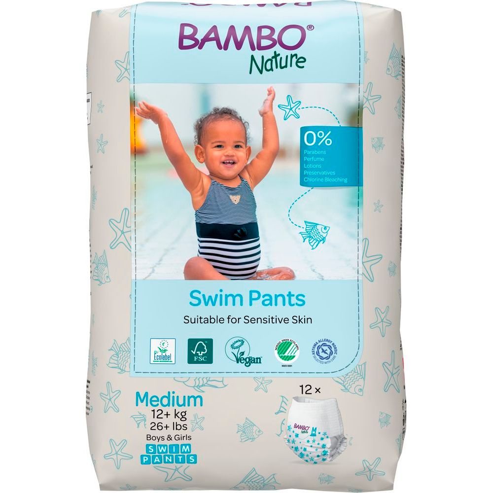 Bambo Nature Zwemluierbroekjes Medium 12+kg 12 st