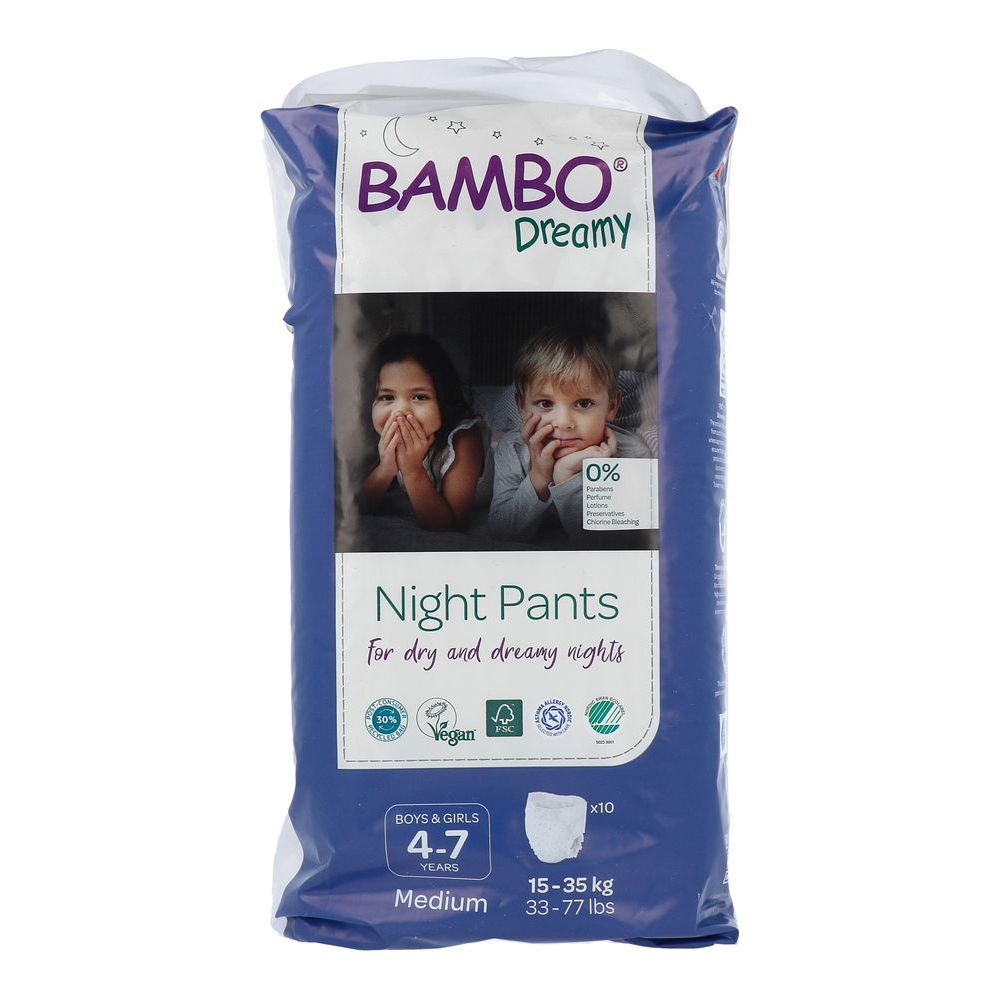 Bambo Dreamy Nachtluierbroekjes 4-7, 15-35 kg Unisex 10 st - Bambo Nature
