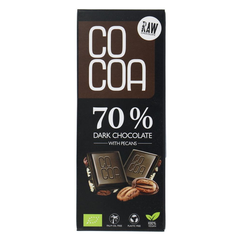 Cocoa Biologische Pure Chocolade Reep Met Pecannoten 70% 40 gr